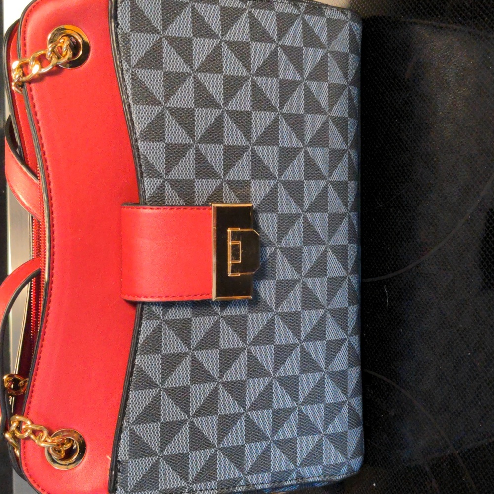 Red and black shoulder bag